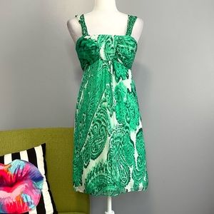 Milly of New York Green Silk Empire Waist Mini Dress Size 4